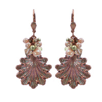 Shimmering Pink and Green Seashell Lever Back Earrings