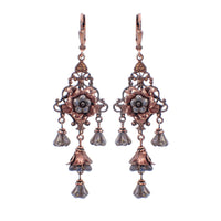 Neo Victorian Chandelier Flower Earrings with Purple Czech Glass Flower Beads