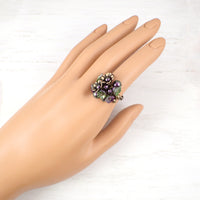 Iridescent Purple and Green Flower Cluster Ring mannequin view 1