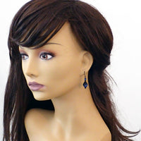 Sapphire Blue Gothic Victorian Crystal Earrings with Black Metal Filigree