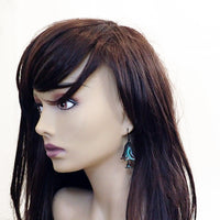 Dark Color Shifting Lucite Flower Earrings