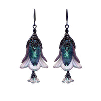 Dark Color Shifting Lucite Flower Earrings