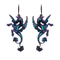 Iridescent Dark Color Shifting Mythological Seahorse Earrings