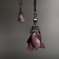 Iridescent Black and Red Color Shifting Flower Earrings