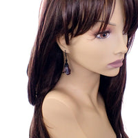 Iridescent Black and Red Color Shifting Flower Earrings