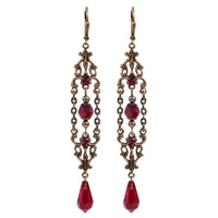 Victorian Vampire Earrings with Blood Red Crystals