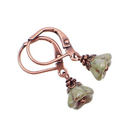 Rustic Green Flower Earrings