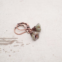 Rustic Green Flower Earrings
