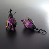 Iridescent Color Shifting Large Tulip Flower Earrings