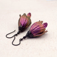 Iridescent Color Shifting Large Tulip Flower Earrings