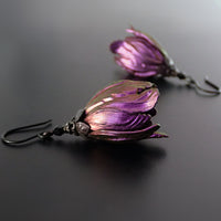 Iridescent Color Shifting Large Tulip Flower Earrings