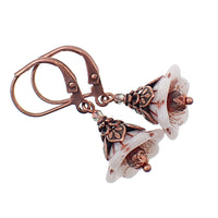 White Copper Flower Earrings