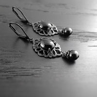 Victorian Mourning Cabochon Earrings