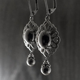 Victorian Mourning Cabochon Earrings