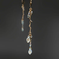 Boho Branch Earrings with Teal Artisan Czech Glass Leaf Beads