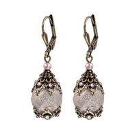 Powder Pink and Bronze Fancy Victorian Style Crystal Earrings