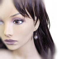Powder Pink and Bronze Fancy Victorian Style Crystal Earrings