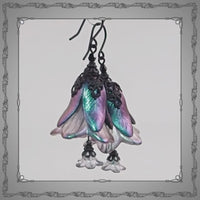 Dark Color Shifting Lucite Flower Earrings