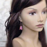 Iridescent Flower Earrings, Pink, Orange, and Yellow with Antiqued Copper