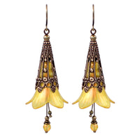 Lucite Flower Earrings in Iridescent Golden Yellow and Orange
