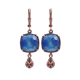 Ocean Blue Earrings with Artisan Czech Glass and Antiqued Copper Filigree Beads