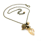 Golden Autumn Crystal Leaf Necklace
