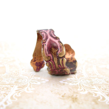 Antiqued Pink Victorian Spoon Ring view 5