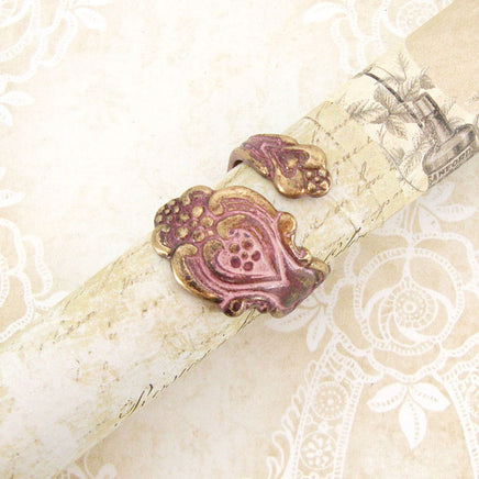 Antiqued Pink Victorian Spoon Ring view 2