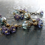 Sage and Lavender Vintage Style Flower Bracelet view 3