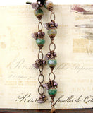 Purple and Green Copper Nature Bracelet