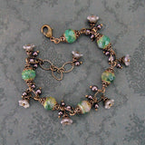 Purple and Green Copper Nature Bracelet