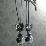 Black Metal Butterfly Crystal Earrings 