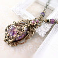 Purple Victorian Style Cabochon Necklace