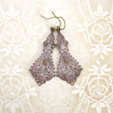 Distressed Pink Patina Victorian Filigree Earrings view 2