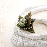Woodland Maple Leaf Green Opal Adjustable Ring view 3