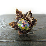 Woodland Maple Leaf Green Opal Adjustable Ring view 2