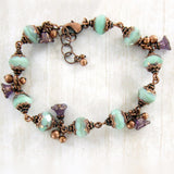 Mint and Lavender Vintage Style Flower Bracelet view 4