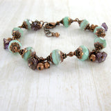 Mint and Lavender Vintage Style Flower Bracelet view 5