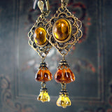 Late Summer Blooms - Topaz Flower and Filigree Earrings