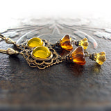 Late Summer Blooms - Topaz Flower and Filigree Earrings