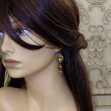 Late Summer Blooms - Topaz Flower and Filigree Earrings