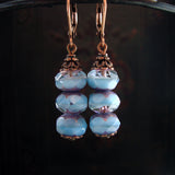 Blue Stacked Rondelle Earrings view 2