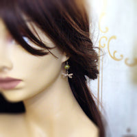 Swirly Green Victorian Dragonfly Earrings mannequin view
