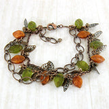 Olive Green and Rust Orange Woodland Bracelet