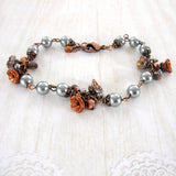 Silver and Copper Floral Cluster Bracelet
