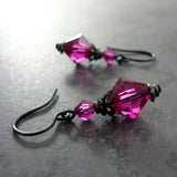 Gothic Fuchsia Crystal Earrings
