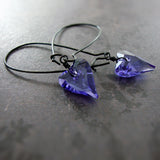 Tanzanite Crystal Heart Earrings