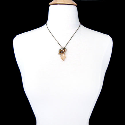 Golden Autumn Crystal Leaf Necklace mannequin