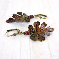 Rustic Autumn Patina Leaf Earrings view 3
