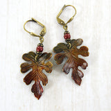 Rustic Autumn Patina Leaf Earrings view 4